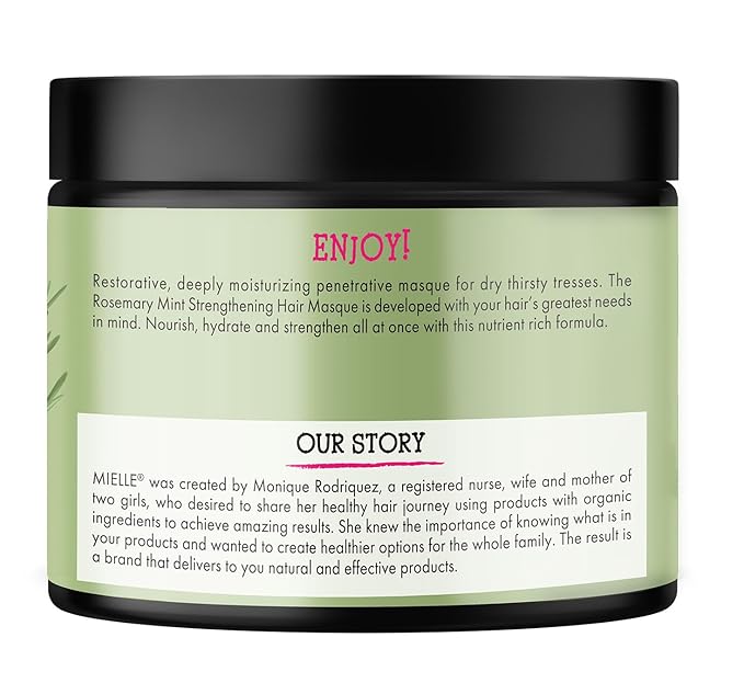 Mielle Organics Rosemary Mint Strengthening Hair Mask, Deep Conditioning Treatment Enriched with Biotin, Honey & Coconut Oil - Helps Encourage Longer, Healthier Strands, 12 Ounce