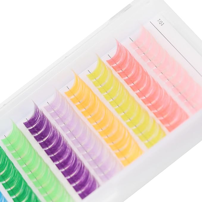 →VAYATOR Wide Stem With Various Colored False Eyelashes D Curl Eyelash String 10-20mm Choose Professional Makeup Personal Eyelash String Grafted Eyelash Extension Cluster（10 colors-12mm Lashes Kit）