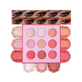 9-Color Pink Peach Eyeshadow Palette–High Pigment Matte Shimmer Glitter Eyeshadow Palette in Warm Coral & Rose Shades,Long-Lasting Waterproof, Blendable for Creative & Everyday Looks