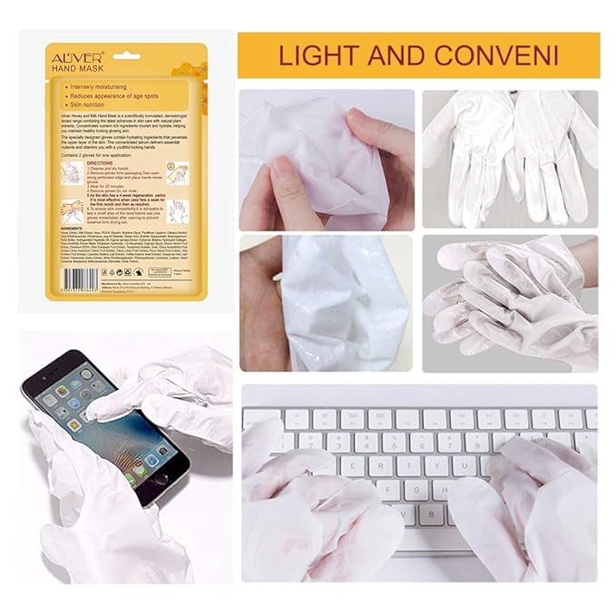 ZIXAOK 5 Pairs Hand Mask Gloves, Moisturizing & Repairing Treatment for Extra Dry & Rough Skin, Exfoliating Peeling Mask for Home Spa Care, Men & Women