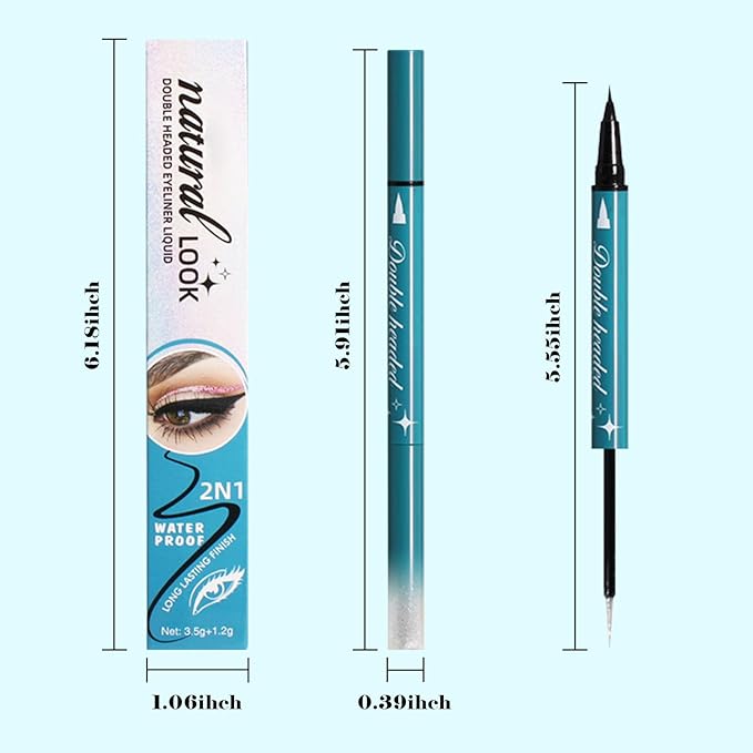 Double-Headed Liquid Sparkling Eyeshadow Eyeliner Pen for Women, Ultra - Fine Tip Glitter Shimmer Liner Shadow for Eye Makeup, High-Pigment Highlighter Brightener Stick,Waterproof Quick - Drying (1#)