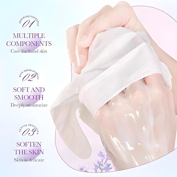 6 Pairs of Hand Masks Moisturizing Glove, Hydrating Hand Masks for Dry Peeling Hands, Exfoliating Collagen Gloves for Smooth Hands (Lavender)