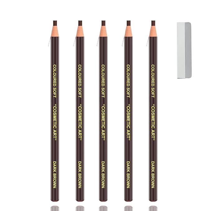 5 Pcs Dark Brown Eyebrow Pencils for Women with Sharpener Waterproof and Sweat-Proof Eyebrow Pen Long-Lasting Eyeliner Pencil Create a Natural Eye Brow Makeup
