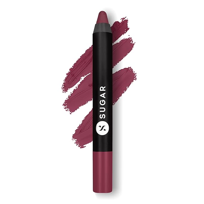 SUGAR Cosmetics Matte as Hell Crayon Lipsticks for Women Lasts Up To 8+ Hours Lip Crayon with Sharpener 2.8 g (Pack of 1) 15 STEPHANIE PLUM