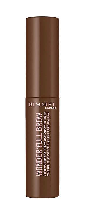 Rimmel London Wonder'Full 24HR Eyebrow Mascara, Long-Wearing, Waterproof, Smudge-Proof, 002, Medium Brown, 0.04oz