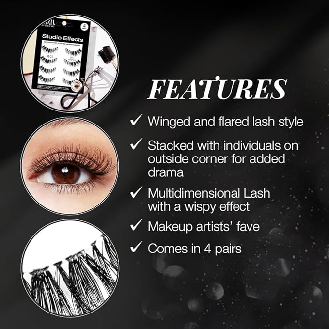 Ardell Studio Effects Demi Wispies False Eyelashes, Custom Layered Wispy Lashes for Natural Volume and Length, 4 Pack