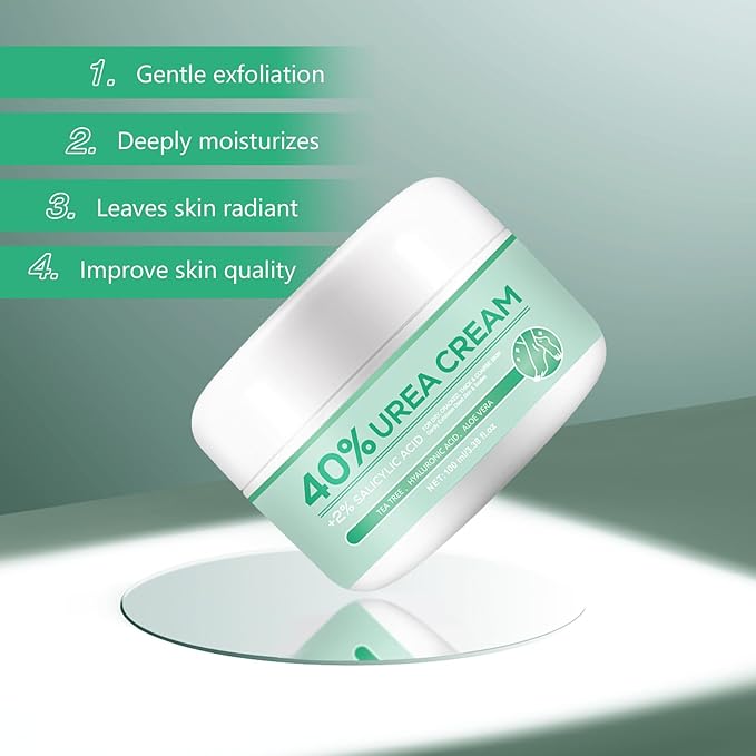 40% Urea Foot Cream - 2% Salicylic Acid Foot Cream - For dead skin, calluses and cracked heels - Intensely moisturizing with Tea Tree, Hyaluronic Acid and Aloe Vera