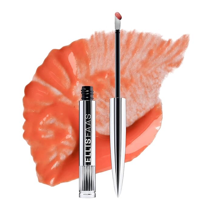Ellis Faas Glazed Lips Lip Gloss High Pigment Ultra Shiny & Glossy Finish Deep Hydration Lip Stain Color Stick With Plant Seed Oils Non Sticky Perfect for Stained Effect (306 Sheer Bright Coral)