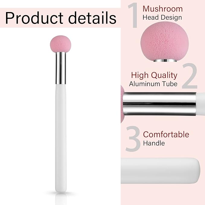 Sibba 4-Piece Foundation Brush Set Pink & White Handle Makeup Brushes for Powder, Blush, Contour & Concealer - Includes Sponge, Angled Blending Brushes for Professional Beauty Techniques