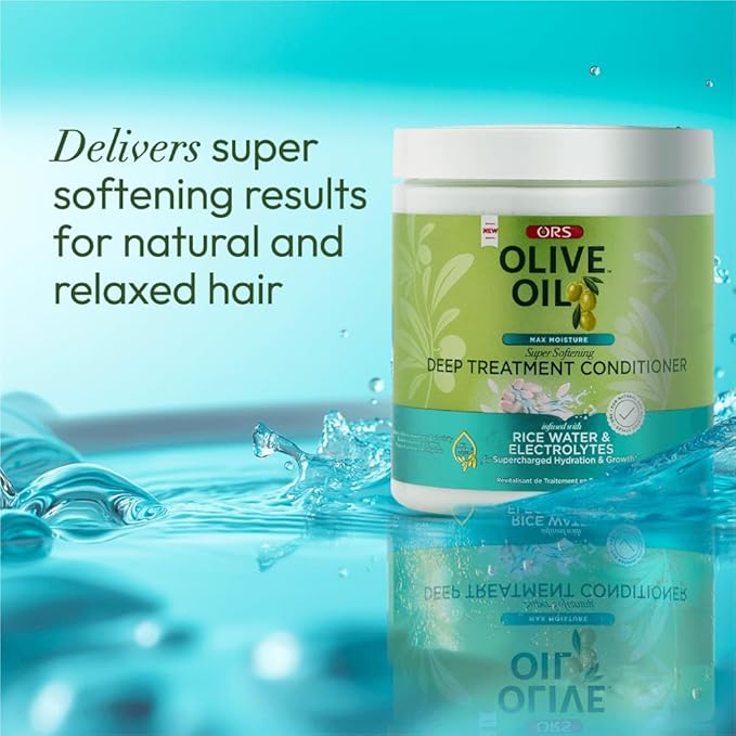 ORS Olive Oil Max Moisture Deep Treatment Conditioner with Rice Water & Electrolytes 20.0 Ounces (Pack of 2)