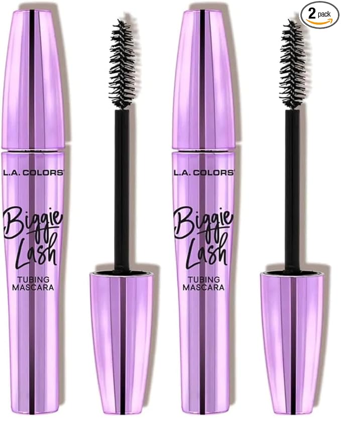 L.A. COLORS Biggie Lash Tubing Mascara, Black - Carded CBMS325 (Pack of 2)