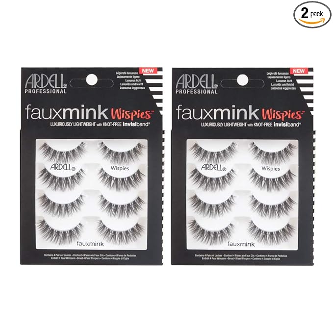 Ardell Faux Mink False Eyelashes, Wispy Natural Lashes, Reusable, Soft & Lightweight for Everyday Glam, Multipack - 2 Pack x 4 Pairs