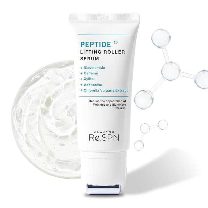 Re.SPN Peptide Lifting Roller Serum – For Wrinkles, Lifting & Pore Tightening on Face & Neck with Gua Sha Applicator, Vegan, Anti-wrinkle Peptide, Niacinamide, K-Beauty (1.69 fl oz)