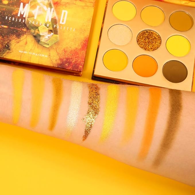 docolor Eyeshadow Palette 9Colors Yellow Eyeshadow Gemstone Shadow Palettes Highly Pigmented Mattes Shimmers Naked Smokey Glitter Cream Colorful Powder Blendable Long Lasting Waterproof Makeup Palette