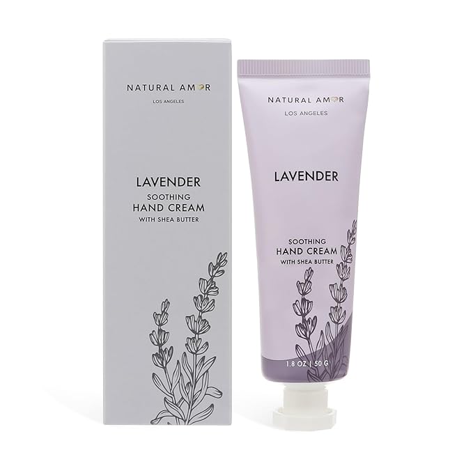 Natural Amor Hand Cream Gift Set, Lavender 2 Pack, Moisturizing Travel Size Hand Lotion with Shea Butter Nourishing Hand Care for Dry Skin