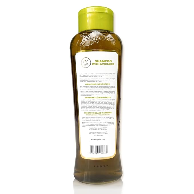 ANYELUZ Avocado Moisturizing Shampoo, Enriched with Omega 3, 6, 9, and Biotin, Repairs and Protects Damaged Hair Fibers, Enhances Hair Shine and Guards Against Sun Damage