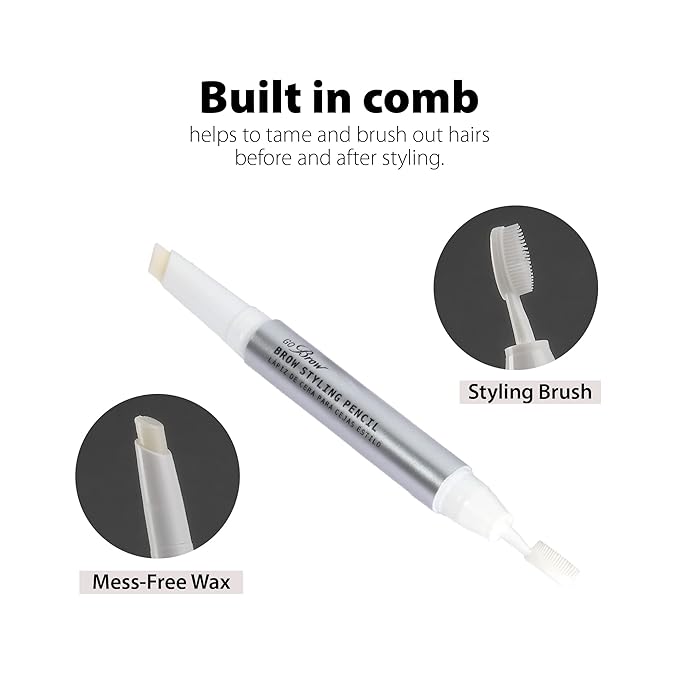 Ruby Kisses Brow Styling Pencil with Brush, Long-Lasting Eyebrow Wax, Clear Brow Shaper, Precision Sculpting & Shaping, Professional Quality, Easy Application