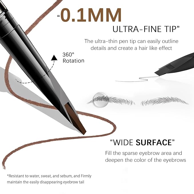 MAVENI Browcharm Microblading Eyebrow Pencil for Women,0.1mm Ultra-Fine Mechanical Pencil,Makeup Brow Definer Waterproof,Draws Tiny Brow Hairs and Fills in Sparse Areas and Gaps (04 Red Brown)