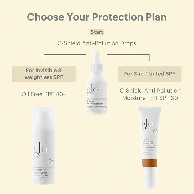 Glo Skin Beauty C-Shield Anti-Pollution Moisture Tint SPF 30, 7W-Dark – Tinted Moisturizer with SPF, Lightweight Tinted Sunscreen for Face, Vitamin C & Squalane, Dewy Sheer Coverage, All Skin Types