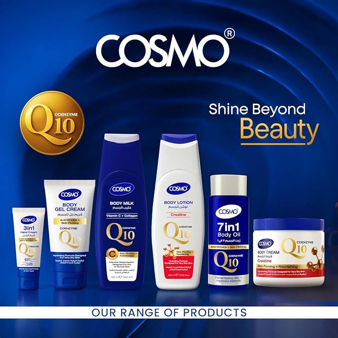 Cosmo Skin Care Coenzyme Q10 Vitamin C + Collagen Body Milk, 400 ml - 13.52 fl.oz, Moisturize Body Lotion, Hydrating, Nourishing, Anti Wrinkle, Fast Absorbing, Lightweight, Non Greasy, All Skin Types
