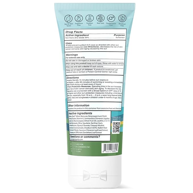 Vigority Tallow Sunscreen SPF 50 for Face & Body – Natural Grass-Fed Beef Tallow, Non-Nano Zinc Oxide – Moisturizing Mineral Sunblock, Non-Greasy & Non-Toxic, Reef Safe for Adults & Kids (3.4 oz)