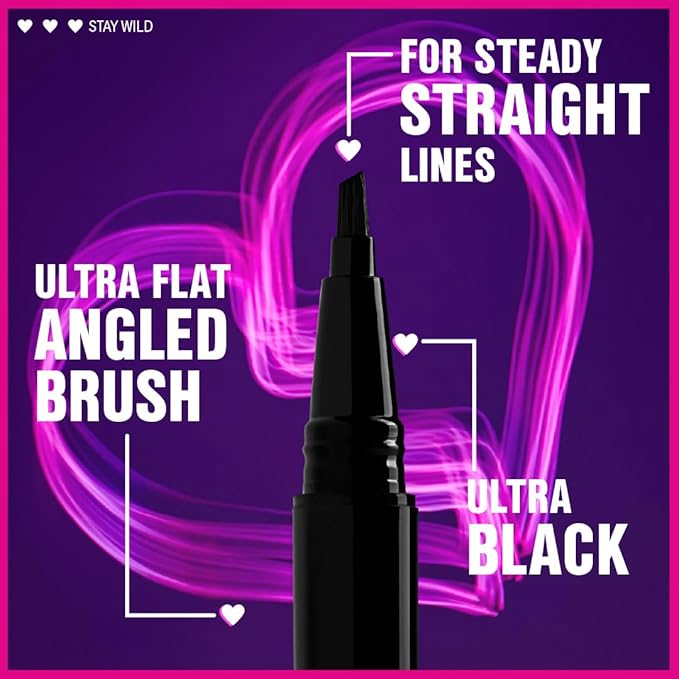wet n wild Breakup Proof Wing Out Waterproof Liquid Eyeliner, 16-Hour Wear, Smudge-Proof & Cry-Proof, Flat Angled Brush for Precise & Bold Wings - Ultra Black