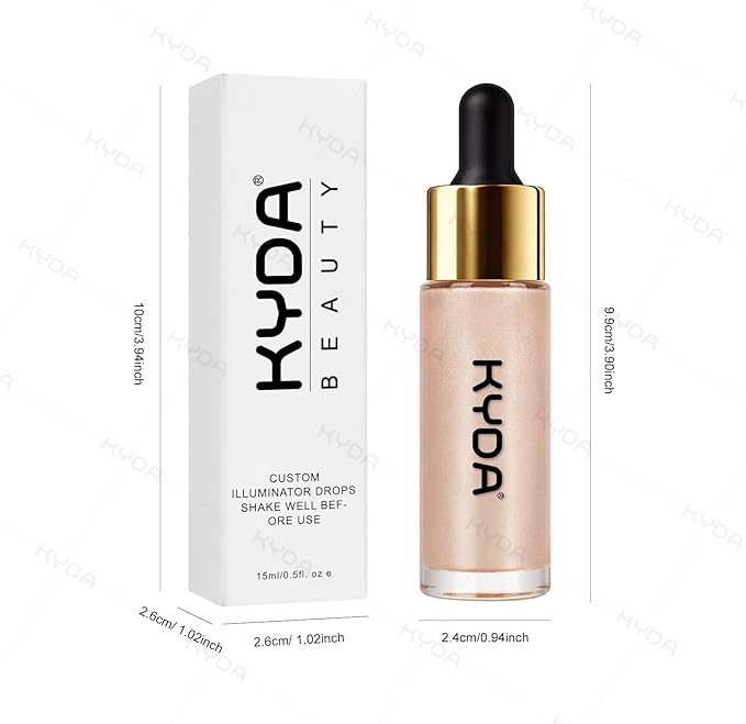 KYDA Liquid Highlighter Drops, Multiuse Liquid Glow Filter Makeup for Face & Body, Glowing Bronzer Drops with Skincare Formula, Radiant Glow Liquid Highlighter Makeup, Champange