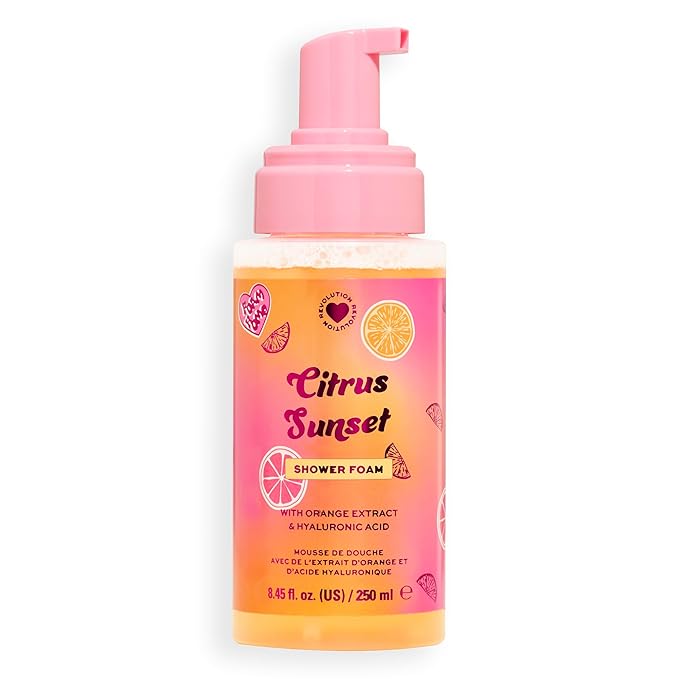 I Heart Revolution, Citrus Sunset Shower Foam, Moisturizing Body Wash with Hyaluronic Acid, Sweet Citrus Scent, Cruelty-Free & Vegan, 8.45 fl oz