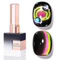 Double Rhythm 0.5 OZ Cat Eye Gel Polish with Magnet 15ML Holographic Glitter Shimmer Translucent Jelly Color Magnetic Nail Polish Salon DIY at Home (Yellow Pink-MC1296)