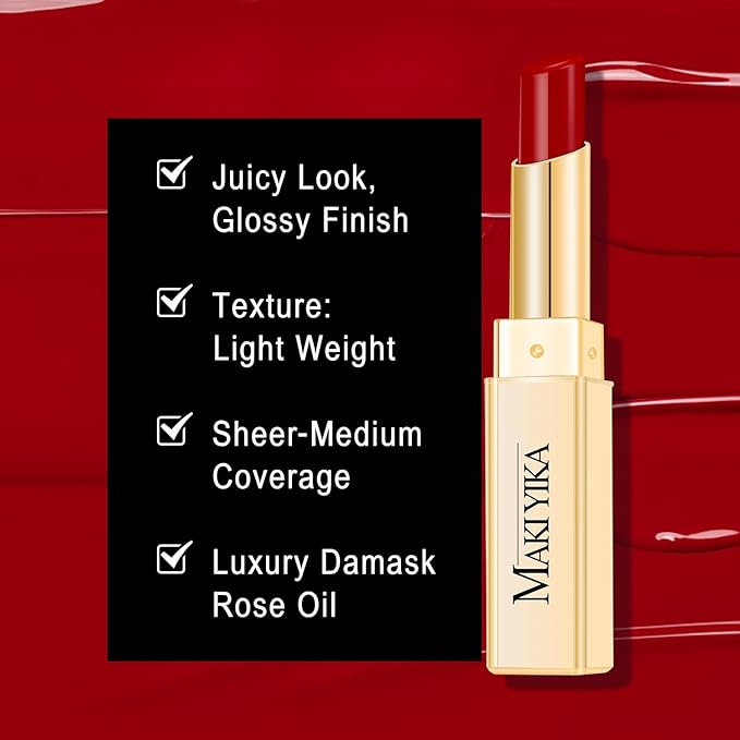 MAKI YIKA Moisture Burgundy Lipstick for Women Hydrate Tinted Lip Balm for Mother's Day Dry Cracked Lips Sheer Lipstick Lip Tinted Glossy Finish,MA061 Red Tone