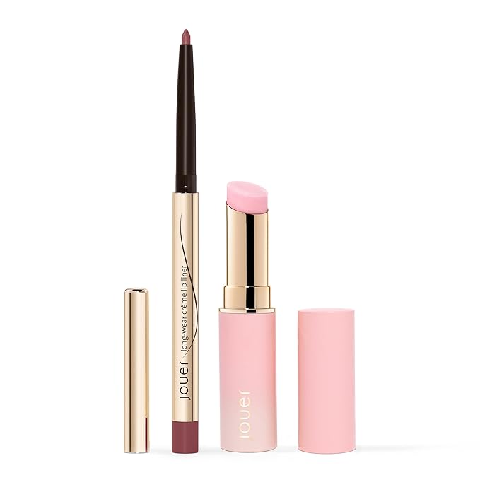 Jouer La Vie En Rose Lip Kit, Lip Liner and Adjusting pH Lip Balm, Changing Tinted Lip Balm and Liner, Hydrating Color Changing Lip Kit, Vegan & Cruelty Free | $51 Value
