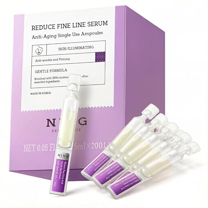 NING DERMOLOGIE Retinol Serum for Face - Anti Aging Serum with Peptides, Niacinamide - Collagen Booster Ampoules for Anti Wrinkles & Dark Spot, Reduce Fine Line - Single-Use Vials, 1.5ml/0.05 fl.oz*20
