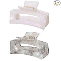 Cellulose Acetate Hair Clips for Women, Rectangle Tortoise Shell Celluloid Strong Hold Claw Clips for Thin Thick Hair, Barrette Jaw Clamp Styling Accessories for Ladies Mother (2 Pack)