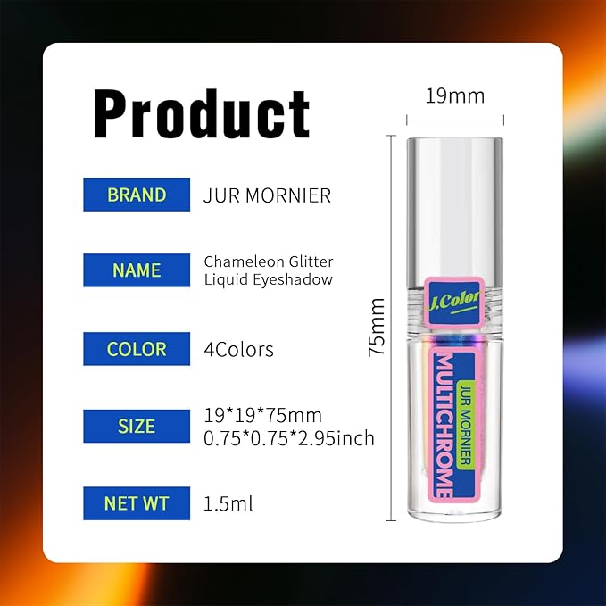 Multichrome Glitter Liquid Eyeshadow, Chameleon Shifting Color, Holographic Metallic Eyeshadow, Long-Lasting Wear, Vegan Eye Topper for Party, Daily Makeup (#04)
