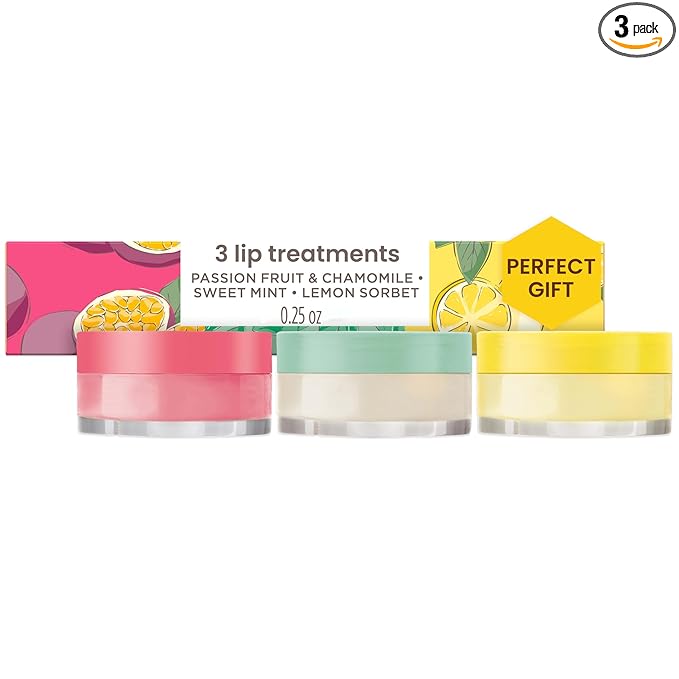 Burt's Bees Lip Mask Set- Overnight Intensive Treatment Revives & Nourishes for All Day Hydration, Passion Fruit & Chamomile, Sweet Mint & Lemon Sorbet