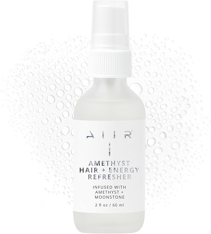 AIIR Amethyst Hair + Energy Refresher - 2 Fl Oz Crystal Infused Room and Hair Mist with Rose Water for Positive Energy Cleansing