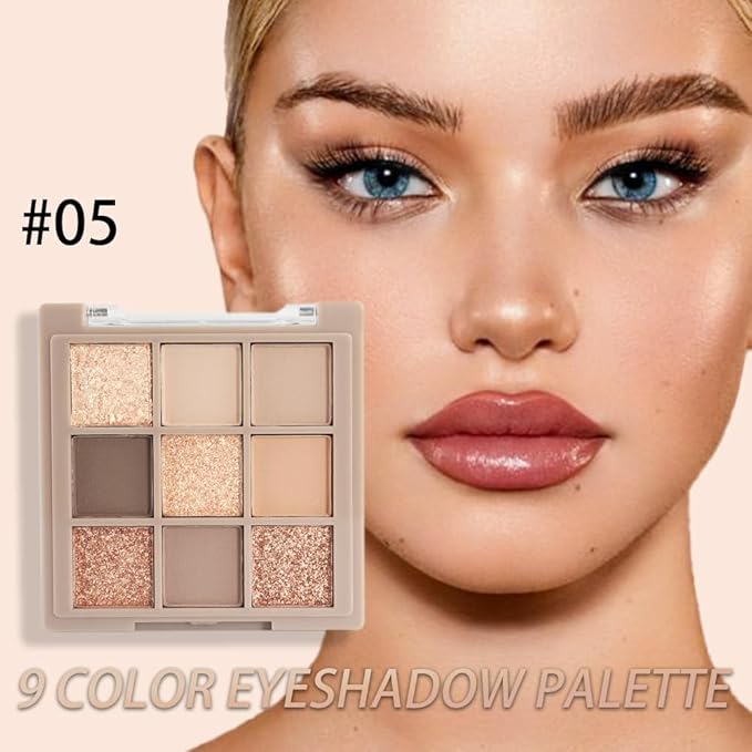 CAKAILA Eye Shadow Palette Makeup,9 Colors Gold Matte Shimmer Vegan Eyeshadow,Long Lasting Waterproof Naturing-Looking make up pallets for women,eyeshadow palette for brown blue eyes