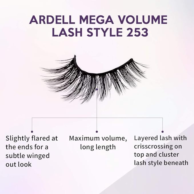 Ardell Mega Volume Lash 253 Multi-Layered False Lashes with Curl Technology, 4 Pairs