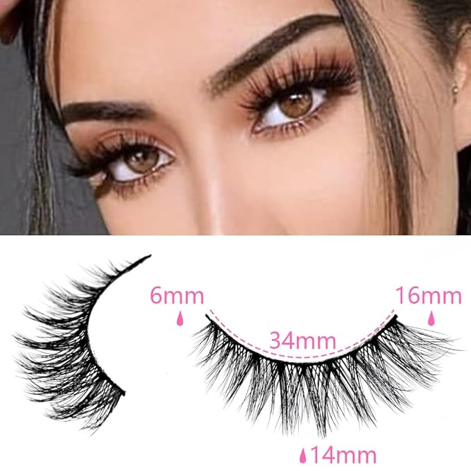 Azenlo False Eyelashes 48 Pairs Faux Mink Lashes 14mm Wispy Lashes 3D Fluffy Cat Eye Lashes Pack Bulk Wholesale Strip Lashes(style 48-042)