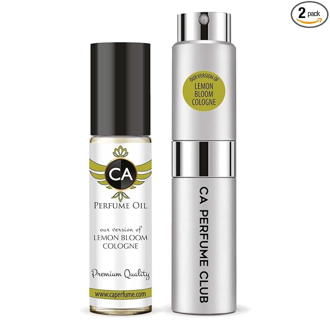 CA Perfume Duo Impression of Lemon Bloom Cologne For Women And Men Perfume Layering Set Long Lasting Travel Size EDP + Body Oil Roll-On Bottle 0.27 Fl Oz+0.33 Fl Oz