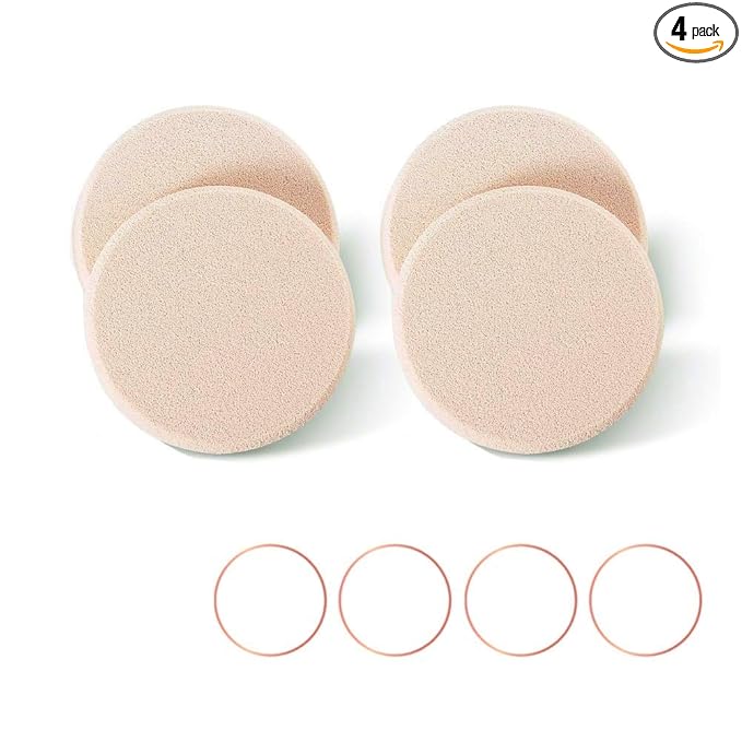 OWLFAVO 4pcs Round Makeup Sponges Supplement, Beauty Face Primer Compact Powder Puff, Blender Sponge Replacement for Cosmetic Flawless Foundation, Sensitive and All Skin Types