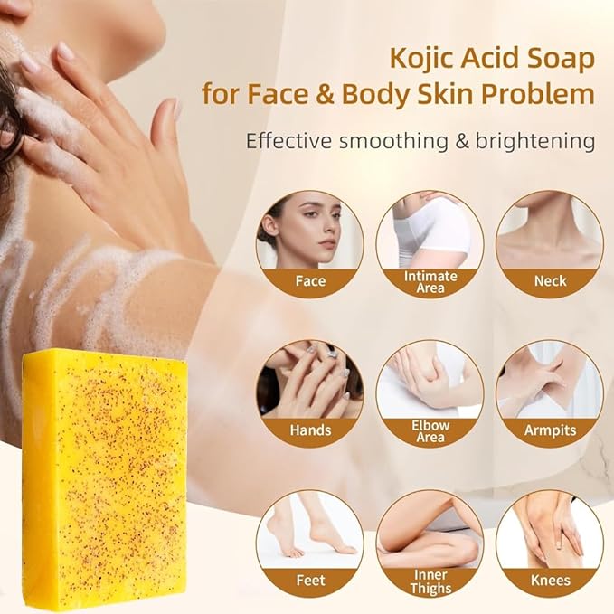 Turmeric Bar Soap & Turmeric Orange Vitamin C Body Wash with Cocoa Seed Exfoliant, Mattifying Scrub for Uneven Skin Texture, Body-Only Daily Use