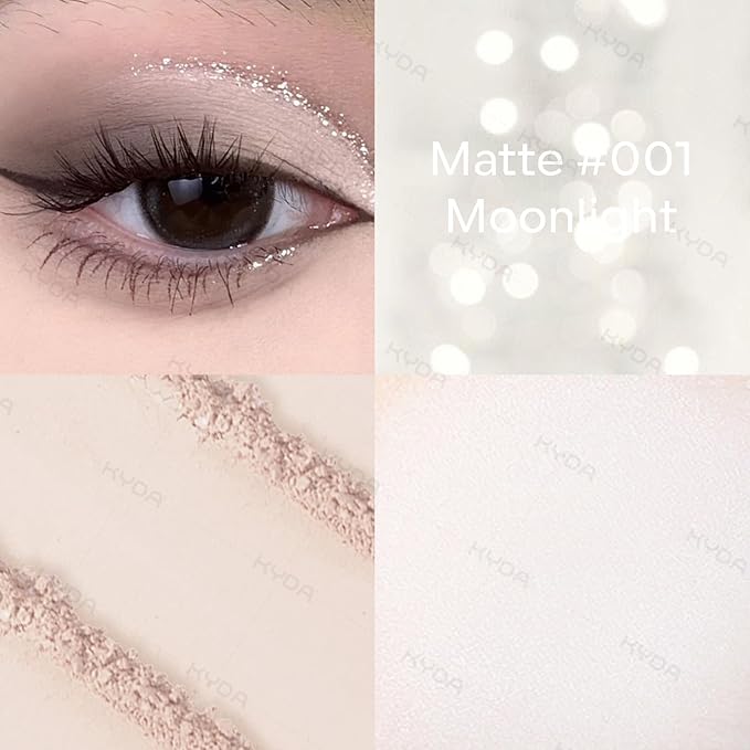 KYDA 2 Colors Single Matte Eyeshadow, Off White Vanilla + Warm Peach, Ultra-fine Lightweight Powder, Daily Matte Pressed Eyeshadow, Moonlight & Autumn Apricot