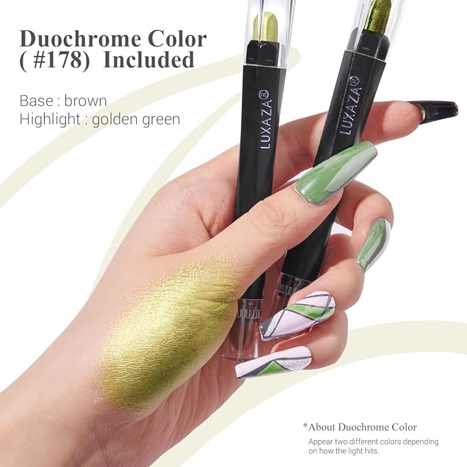 LUXAZA PRO FIREFLIES LIGHT Eyeshadow Stick Makeup 6PCS Set, Green Metallic Shimmer Matte Cream Eye Shadow Eyeliner Brightener Pencil Crayon - FIREFLIES LIGHT