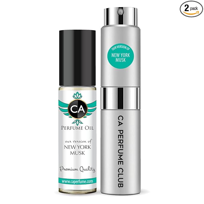CA Perfume Duo Impression of New York Musk For Women And Men Perfume Layering Set Long Lasting Travel Size EDP + Body Oil Roll-On Bottle 0.27 Fl Oz+0.33 Fl Oz