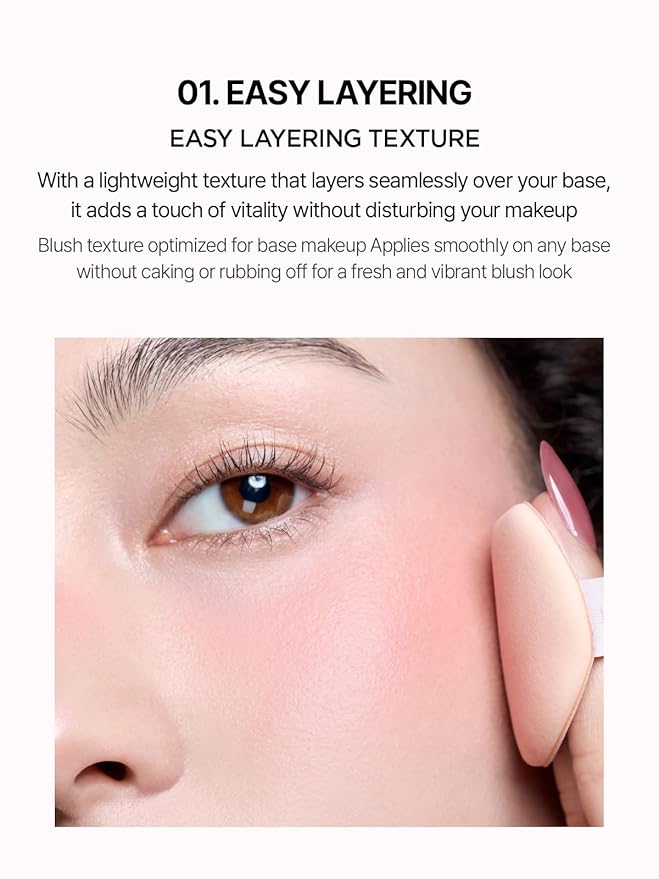JUNG SAEM MOOL Artist Cushion Blush | Easy to Blend with Puff, Buildable Liquid Blush for Cheeks with a Natural & Matte Finish, Korean Makeup (Blur | Rosy Petal)