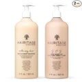 Hairitage Gentle Daily Moisture Shampoo and Conditioner Set - Split End + Bond Strengthening for Dry, Damaged Hair with Jojoba Oil - Anti-Frizz and Color Safe - Cherry + Amber Scent (21oz. 2-pack)