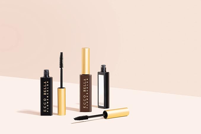 Ecco Bella Natural Vegan Mascara | Pure Formula for Soft, Natural Looking Lashes, Perfect for Sensitive Eyes | Made in USA | Brown, 0.38 oz.