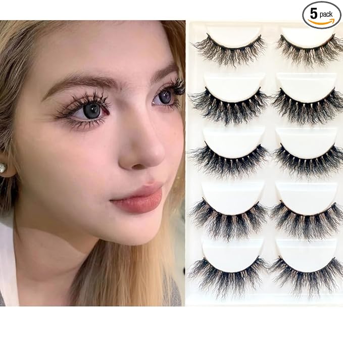 Sunniess 3D False Eyelashes,Faux Mink Eyelashes,Soft Fluffy Wispy Lashes Volume Dramatic Unique Eyelashes,Makeup False Eyelashes for Daily