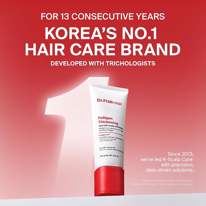 Dr.FORHAIR Folligen Thickening Scalp Sea Salt Exfoliator 2.11 oz | Korean Scalp Care | Exfoliating Scrub | Removes Build-Up & Oil | Helps Create Thicker, Fuller-Looking Hair